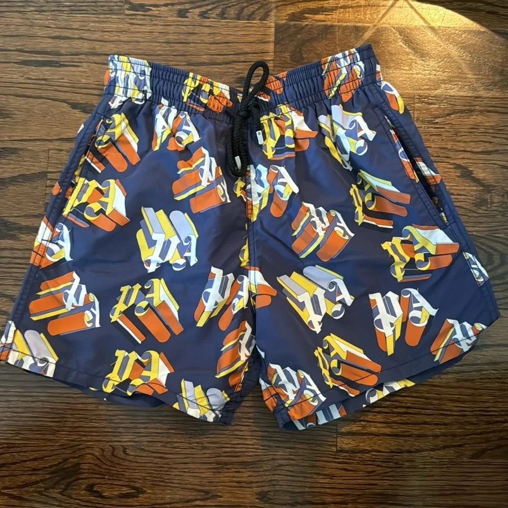 PALM ANGELS X VILBREQUIN MONOGRAMMED LOGO SWIM SHORTS SIZE S - Picture 11 of 15